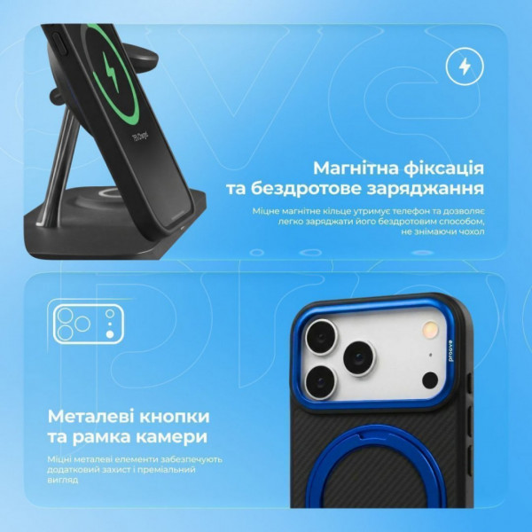 Чехол Proove Reinforce Case with Magnetic Ring для iPhone 15 Blue (PCREIP150012)