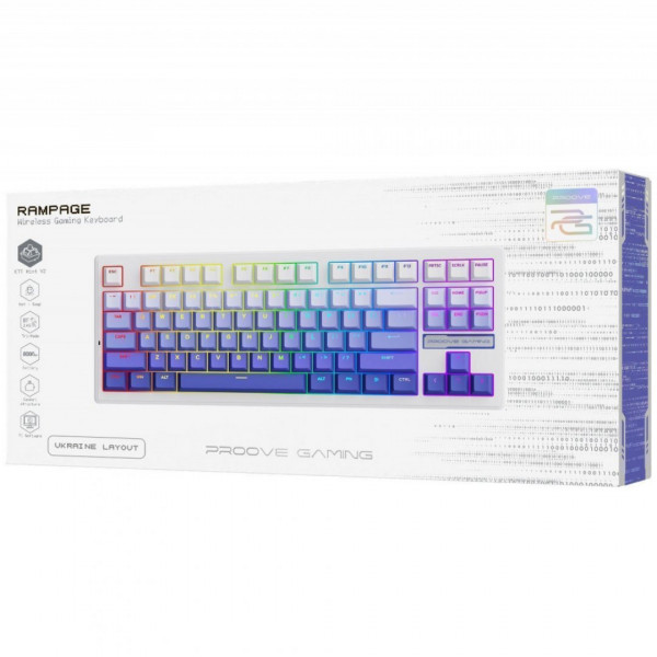 Беспроводная клавиатура Proove Gaming Rampage (Ukraine Layout) Gradient Purple/White (WKRM00022419)