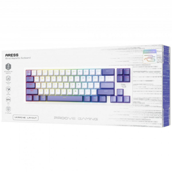 Проводная магнитная клавиатура Proove Gaming Aress (Ukraine Layout) White/Purple (MKAR00022417)