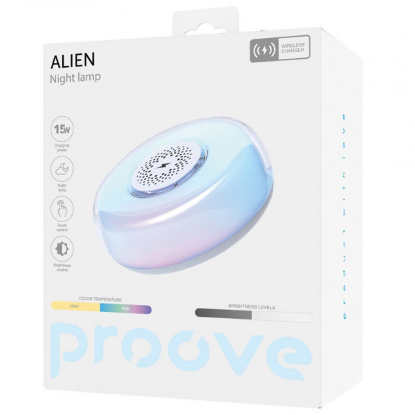Ночник с беспроводной зарядкой Proove Alien White (PLAR05002001)