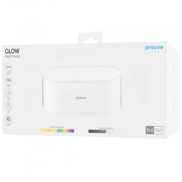 Ночник с беспроводной зарядкой Proove Glow 1200mAh White (PLPG00102002)