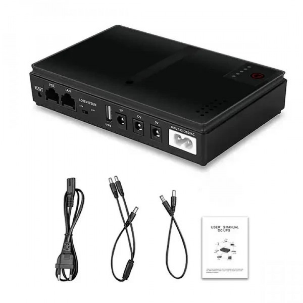 Источник бесперебойного питания UPS DC1018P 10400mAh, USB/ DC: 9V/12V Black