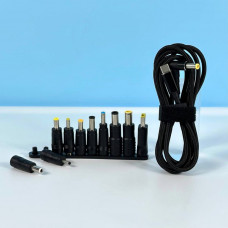 Кабель питания для ноутбука 100W Type-C to DC 5.5х2.5 с набором переходников 10 в 1 Black