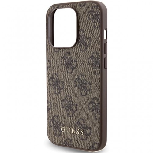 Чохол Guess 4G Metal Gold Logo для iPhone 15 Pro Max Brown (GUHCP15XG4GFBR)