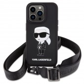 Чохол Karl Lagerfeld Crossbody Silicone Ikonik для iPhone 15 Pro Max Black (KLHCP15XSCBSKNK)