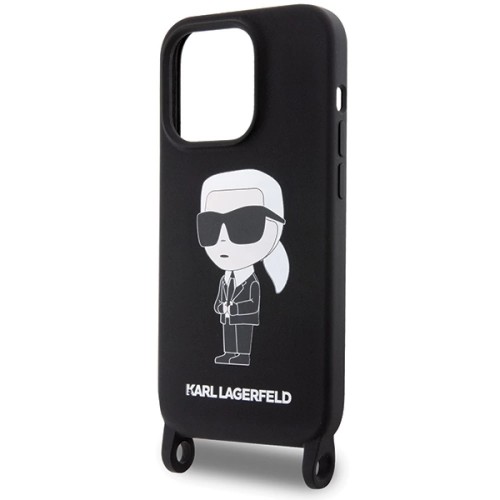 Чехол Karl Lagerfeld Crossbody Silicone Ikonik для iPhone 15 Pro Max Black (KLHCP15XSCBSKNK)