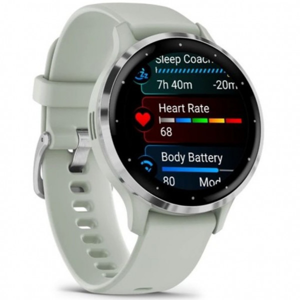 Смарт-часы Garmin Venu 3S Silver Stainless Steel Bezel with Sage Gray Case and Silicone Band (010-02785-01/51)