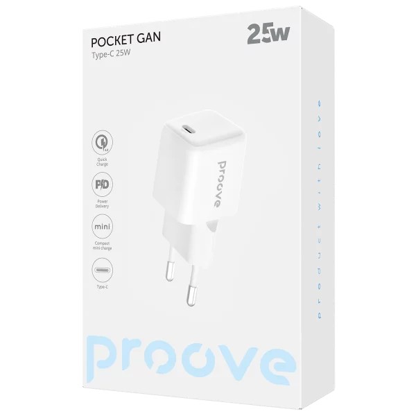 Сетевое зарядное устройство Proove Pocket GaN 25W Type-C White (WCPG25010202)