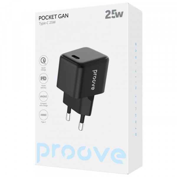 Сетевое зарядное устройство Proove Pocket GaN 25W Type-C Black (WCPG25010201)