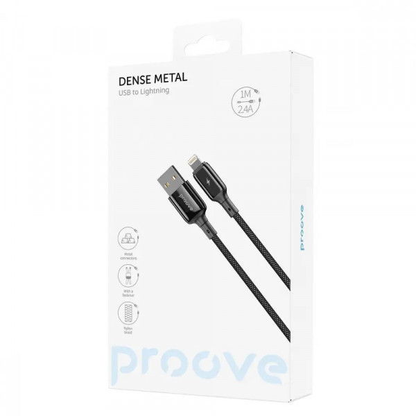 Кабель Proove Dense Metal Lightning 2.4A (1m) Black (CCDM20001101)