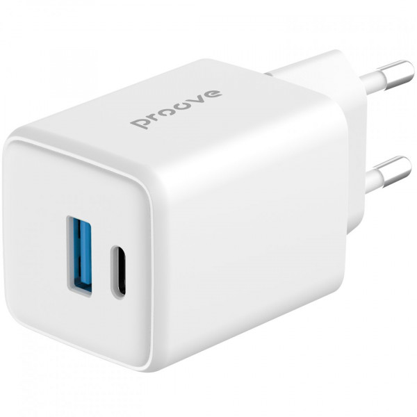 Сетевое зарядное устройство Proove Pocket GaN Plus 25W Type-C+USB White (WCPG25111202)