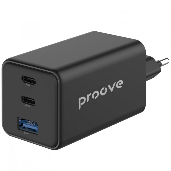 Мережевий зарядний пристрій Proove Pocket GaN 65W (2Type-C + USB) Black (WCPG65121201)