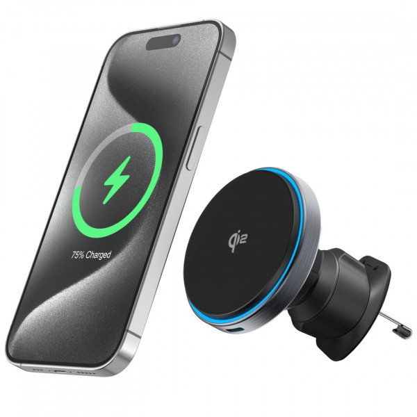 Автомобільний тримач з бездротовою зарядкою Proove Titanium Circle Qi2 15W Gray (WHTC15010003)