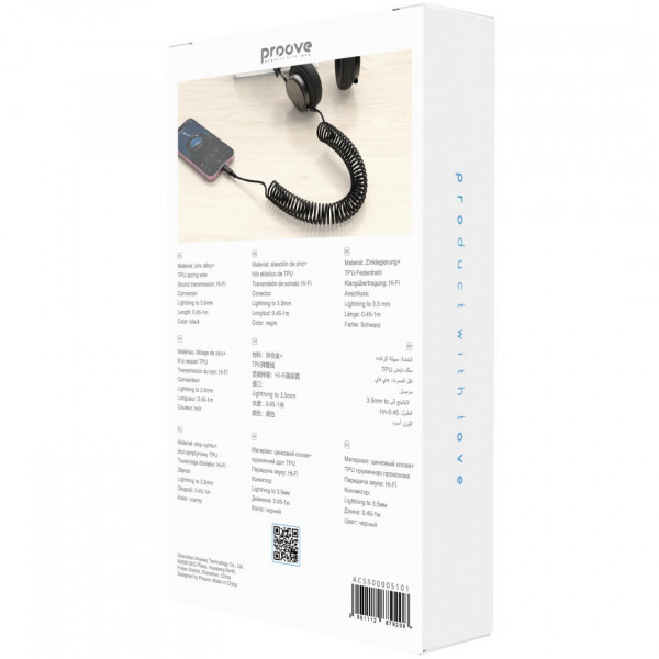 Кабель AUX Proove Steel Spring Type-C to 3.5 (1m) Black (ACSS00005201)