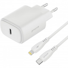 Сетевое зарядное устройство Proove Silicone Power 2 20W (Type-C) + кабель Type-C to Lightning (1m) White (WCSP22010002)