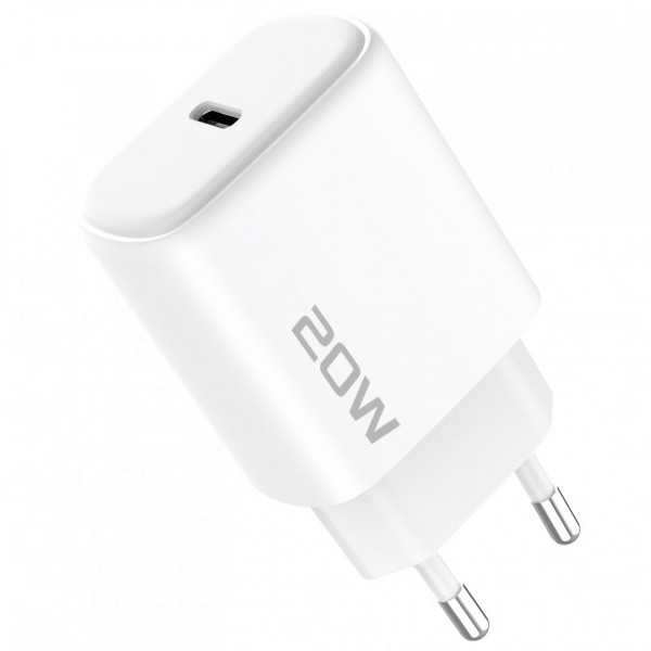 Сетевое зарядное устройство Proove Silicone Power 2 20W (Type-C) + кабель Type-C to Lightning (1m) White (WCSP22010002)