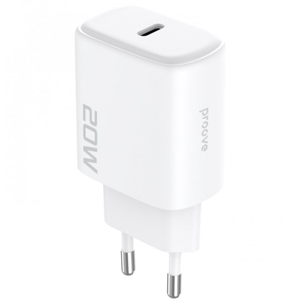 Сетевое зарядное устройство Proove Silicone Power 2 20W (Type-C) + кабель Type-C to Lightning (1m) White (WCSP22010002)
