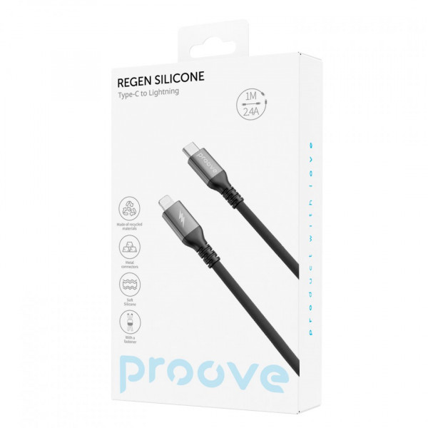 Кабель Proove ReGen Silicone Type-C to Lightning 27W (1m) Black (CCRS60002101)