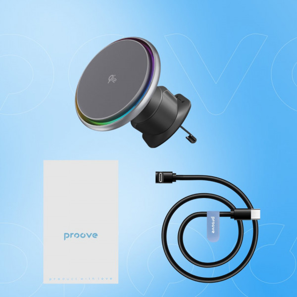 Автомобільний тримач з бездротовою зарядкою Proove IceCore Qi2 15W (WHIC15002003)