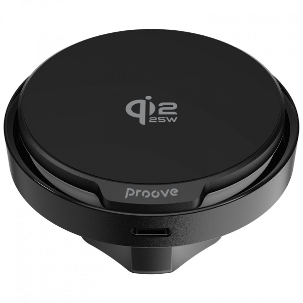 Автомобільний тримач з бездротовою зарядкою Proove Spark Qi2.2 25W Black (WHSQ25002001)