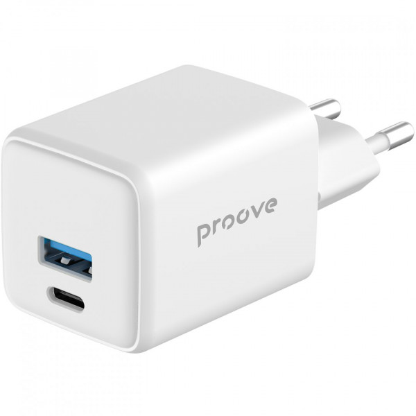 Сетевое зарядное устройство Proove Pocket GaN 30W Type-C+USB White (WCPG30110002)