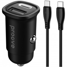 Автомобильное зарядное устройство Proove Flash 30W (Type-C + USB) + кабель Type-C to Type-C Black (CCFC30111201)