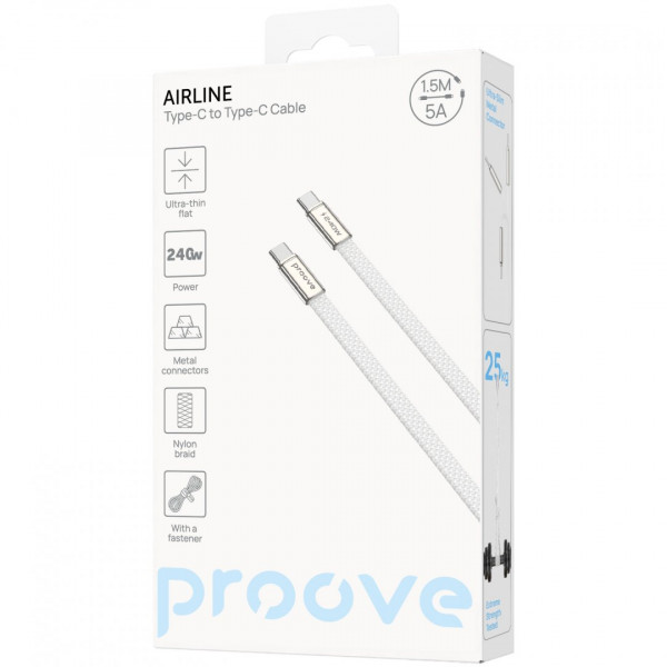 Кабель Proove AirLine Type-C to Type-C 240W (1.5m) White (CCAI24002202)