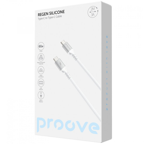 Кабель Proove ReGen Silicone Type-C to Type-C 60W (2m) White (CCRS60002222)