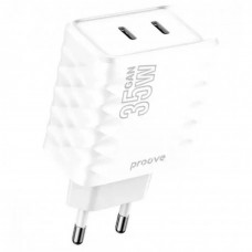 Сетевое зарядное устройство Proove Speed Surge GaN 35W Type-C + Type-C White (WCSS30020002)