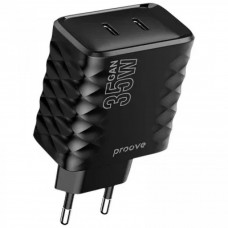 Сетевое зарядное устройство Proove Speed Surge GaN 35W Type-C + Type-C Black (WCSS30020001)