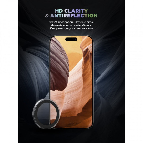 Защитное стекло для камеры ArmorStandart Supreme Black Icon для iPhone 15 Pro/15 Pro Max Clear (ARM76600)