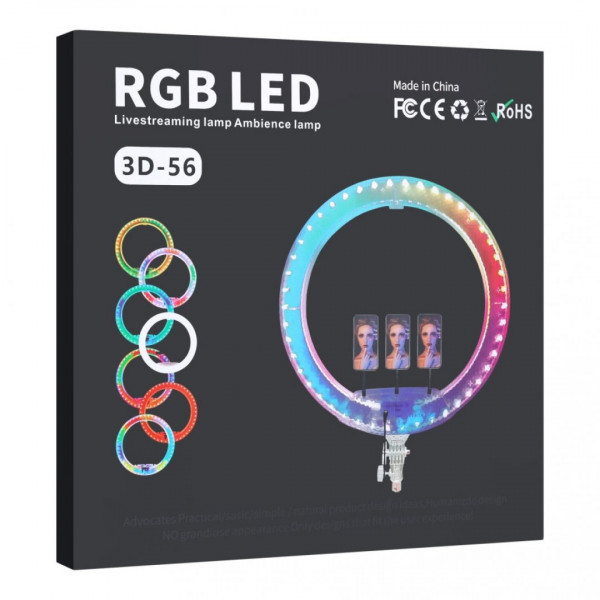 Кольцевая лампа RGB Crystal 3D-56 Remote 56см