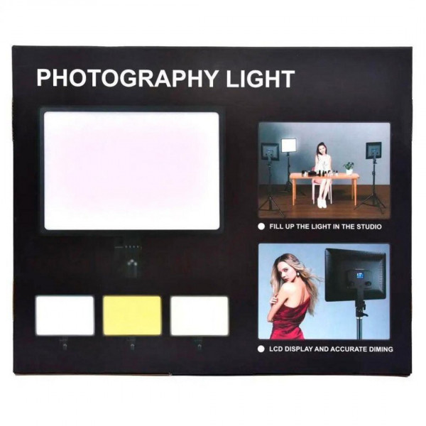 Лампа постоянного света LED Camera Light 19cm Remote Black (M777)