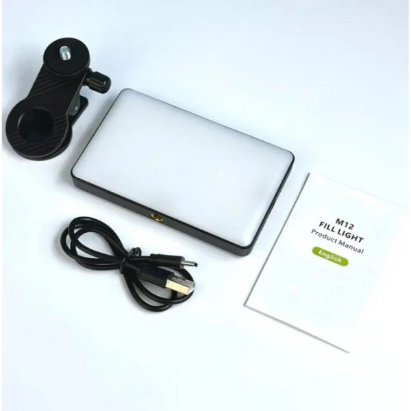 Портативный видеосвет M12 2000mAh с зажимом
