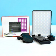 Портативный видеосвет M16 RGB+LED 1500mAh с зажимом