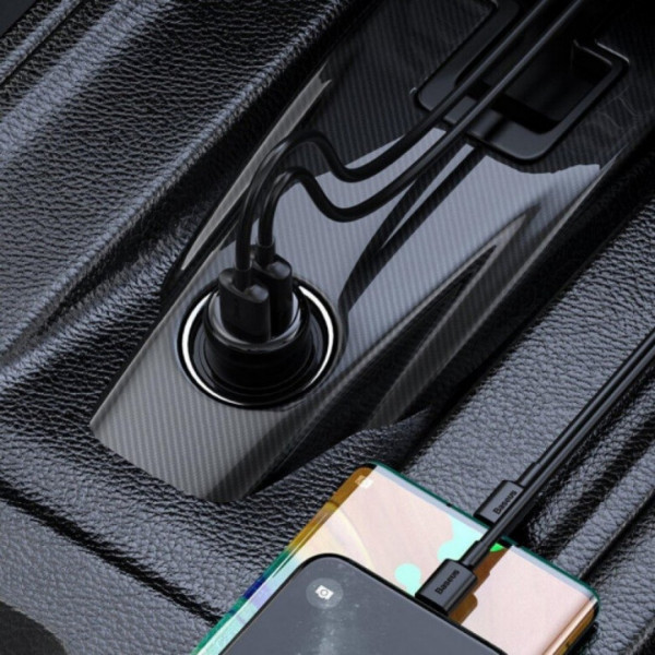 Автомобильное зарядное устройство Baseus FM Launcher S-16 10W 2USB+AUX Black (CCMT000201)