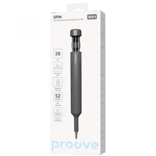 Многофункциональный набор отвёрток Proove Spin 39in1 Gray (MTSS39000003)