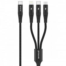 Кабель Proove Hydra 3 in1 Type-C + Micro USB + Lightning (1m) Black (CCHY15012101)