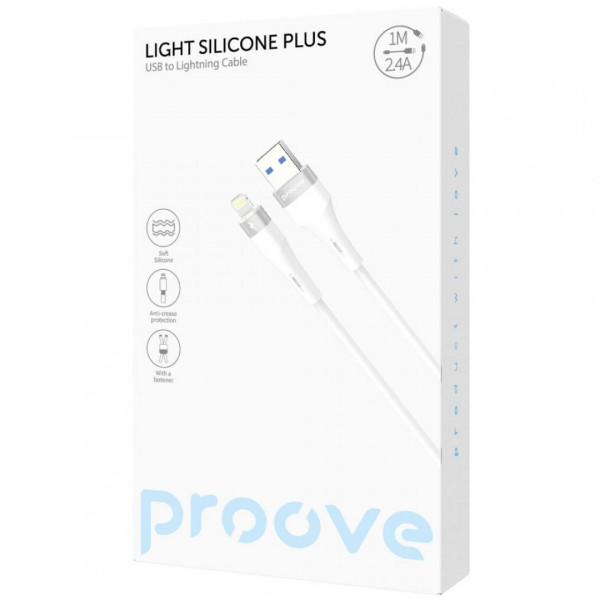 Кабель Proove Light Silicone Plus USB to Lightning 2.4A (1m) Black (CCLS12001101)