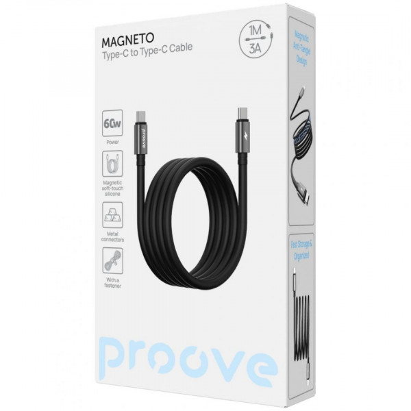 Кабель Proove Magneto Type-C to Type-C 60W (1m) Black (CCMA60002201)