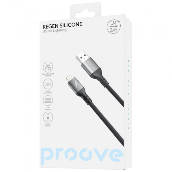 Кабель Proove ReGen Silicone USB to Lightning 2.4A (1m) Black (CCRS12001101)