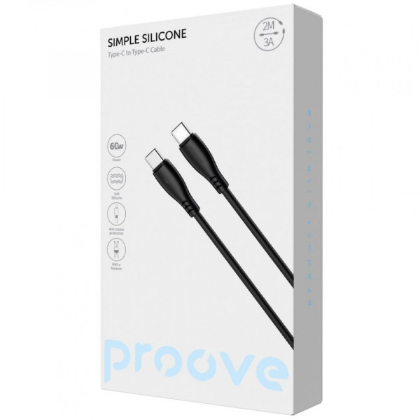 Кабель Proove Simple Silicone Type-C to Type-C 60W (2m) Black (CCSI60002221)