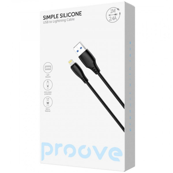 Кабель Proove Simple Silicone USB to Lightning 2.4A (1m) White (CCSS12001102)