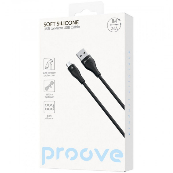 Кабель Proove Soft Silicone USB to Micro USB 2.4A (1m) White (CCSO20001302)