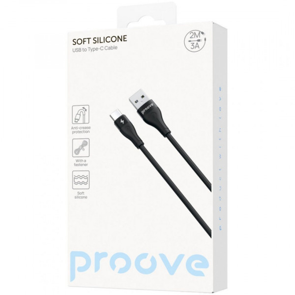 Кабель Proove Soft Silicone USB to Type-C 3A (2m) Black (CCSO20001221)