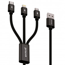 Кабель Proove Triple Connection 3 in 1 Type-C + Micro USB + Lightning (1.3m) Black (CCTC15001501)