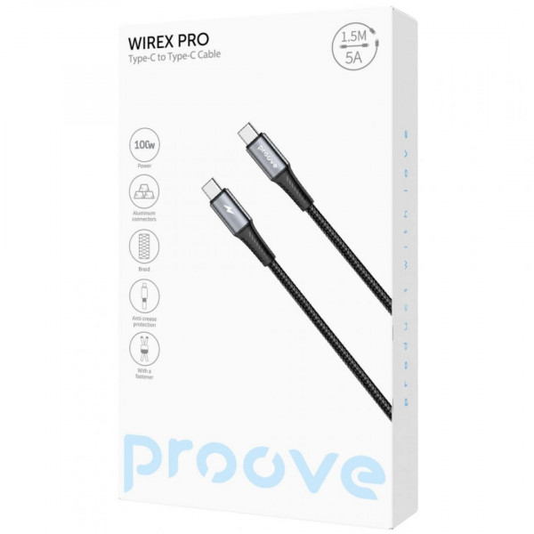 Кабель Proove WireX Pro Type-C to Type-C 100W (1.5m) Black (CCWX11002201)