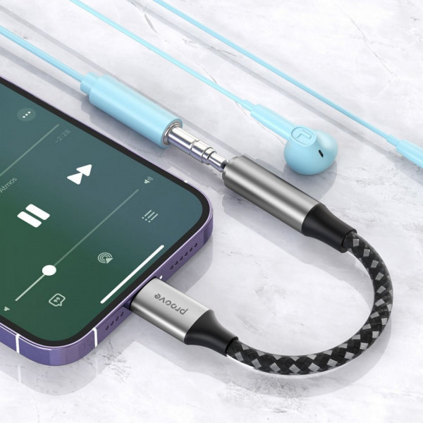 Перехідник AUX Proove SoundMesh Lightning to 3.5mm Gray (ACSM00005101)