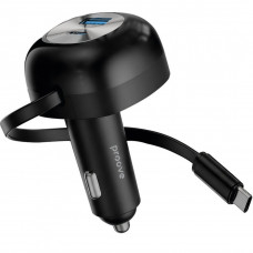 Автомобильное зарядное устройство Proove Pulsar 65W (Type-C + USB) + Retractable Type-C Cable Black (CCPR65110001)