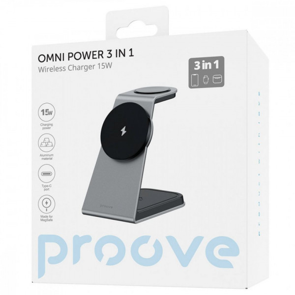 Бездротовий зарядний пристрій Proove Omni Power 3 in 1 Gray (WSOP15020003)